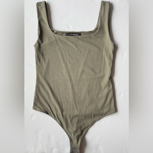 LOFT Tops - LOFT Versa Ribbed Square Neck Sleeveless Bodysuit Cool Sage Size M